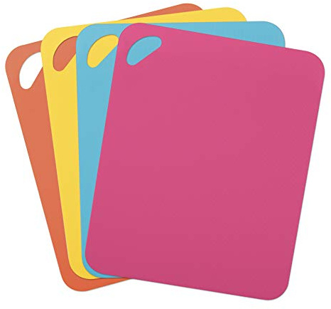Dexas 6554PK4WP Heavy Duty Grippmat Flexible Cutting Board Set of Four, 11.5 by 14 inches, Bright Blue, Yellow, Orange and Pink