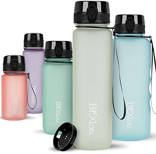 720°DGREE Botella Agua 1 Litro “uberBottle“ - Tamiz-Fruta, softTouch - Sin BPA, Prueba de Fugas, Reutilizable - Cantimplora, Water Bottle ideal para Deporte, Fitness, Gimnasio, Senderismo, Ciclismo