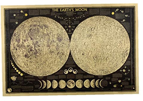 Danlai Retro Phase des Mondes Kraft Poster Wohnzimmer Schlafzimmer Abnehmbare Wandbilder Große Vintage Poster Wand Wohnkultur
