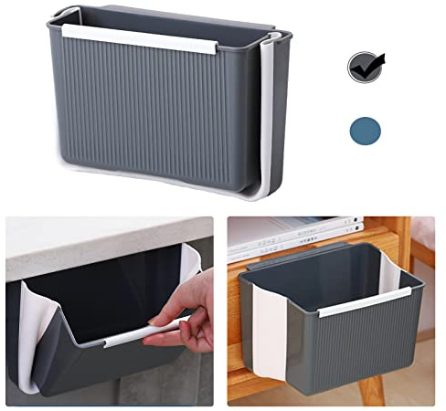 Silars Hängande kökslåda, vikbar papperskorg för matavfall Caddy soptunna för kök, badrum, sovrum, bilstol - stor kaliber, vikbar, hängande design