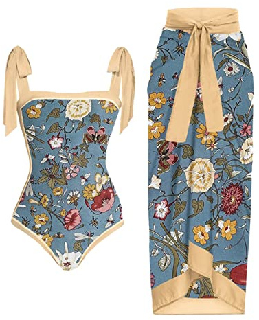 Traje de Baño de Una Pieza Mujer con Falda Larga Trajes de Bañadores Reductores Tallas Grandes Bañador con Volantes Bikini Cintura Alta Pliegues Conjuntos Push Up Swimwear Control del Vientre