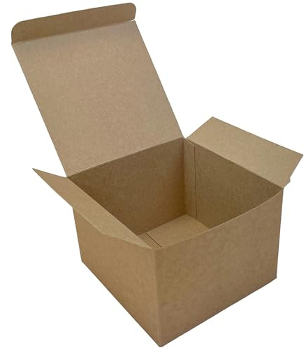 Geschenkkarton aus natürlichem Kraftkarton - 12 x 12 x 9 cm - 10 Stück - Ideal für Süßigkeiten, Hochzeitsgeschenke, Kommunion oder Geburtstagsfeiern