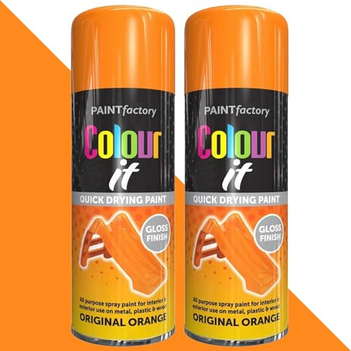 ARUUJ Original Orange Gloss Spray Paint 400ml - All Purpose Spray Paint for Interior & Exterior - Use On Metal, Plastic, Wood Gloss Finish Paint - Halloween Paint, Quick Drying Spray Paint (2)