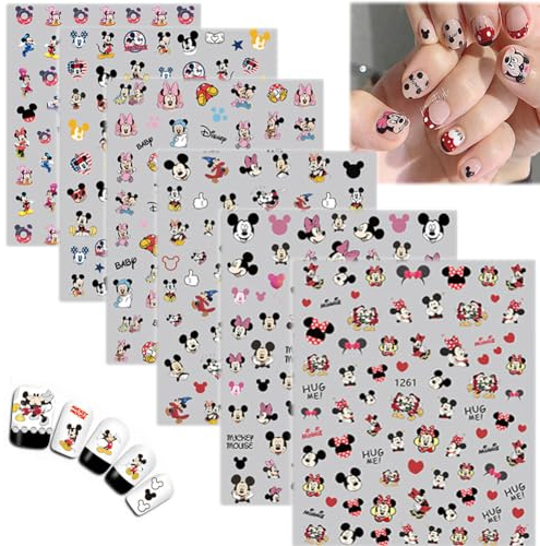 12-Blätter Cartoon Maus Nail Art Aufkleber Nette Kawaii Nail Decals 3D selbstklebende Nagel Charm Aufkleber für Mädchen Frauen