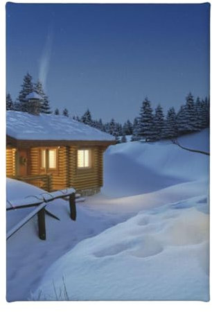 Rustikales Holzhaus, Landschaft, dekoratives Gemälde für Wand, modern, klassische Kunst, Vintage-Poster, Leinwanddruck, Gemälde, für Esszimmer, Schlafzimmer, Wohnzimmer, Hotel, Café, Dekoration (20 x