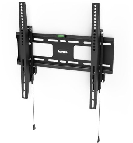 Hama TV Wandhalterung, starr, mit Diebstahlschutz (TV Wandhalterung 32-65 Zoll, VESA 100x100 bis VESA 400x400, bis 50kg, ideal für den öffentlichen Raum, mit Fischer-Dübeln) schwarz