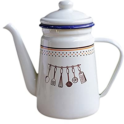 GaRcan Caffettiera da cucina vintage per caffè caldo da campeggio all'aperto smaltata