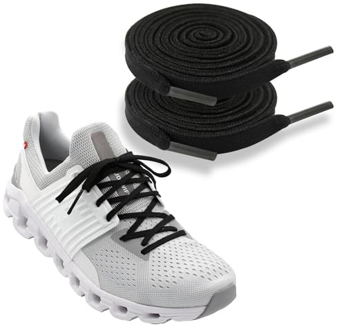 NDTEZUGT 6mm Wide Flat Shoelaces for Sneaker, Trainers Shoelaces Thin Strings Replacement Long Walking Laces for Adult (Black, 47''/120cm)
