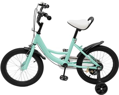 innytund Kinderfahrrad 16 Zoll Kinderfahrrad Mädchen Jungen Fahrrad Grün Universal Kinderrad mit Stützräder und Schutzblech Anfängerfahrrad Kid's für Mädchen und Jungen 5-8 Jahre und mehr