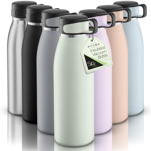 SipX™ 3-fach isolierte Edelstahl-Wasserflasche - 750 ml mit Deckeldeckel, BPA-frei, wiederverwendbar, isolierte Wasserflasche hält 24 Stunden kalt, Metall-Wasserflasche aus nachhaltigem Material zum