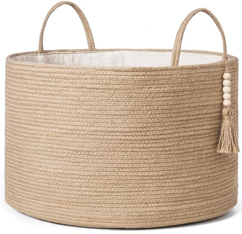 Mkono Woven Storage Basket for Blanket, Toys Plant Organizer, 22W x 13.8L