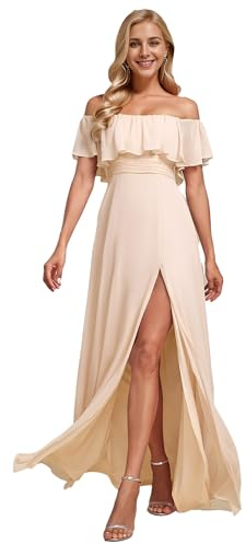 Ever-Pretty Fendue Robe de Demoiselle d'honneur Soirée Femme Longue Cérémonie Rose Nude 56
