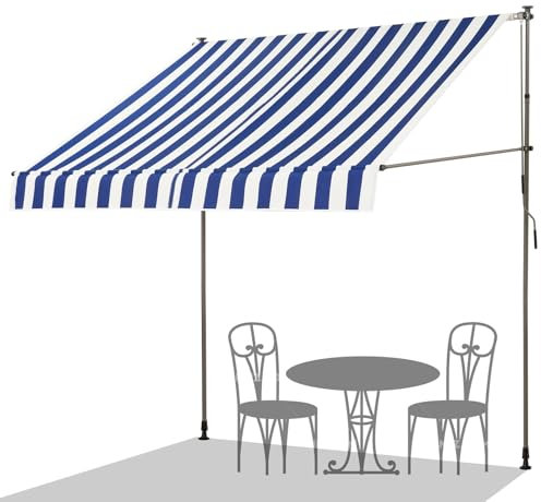 Pare-soleil d'extérieur rétractable – Housse de pergola réglable avec protection UV – Idéal pour fenêtre ou porte (bleu, 299,7 x 130 cm)