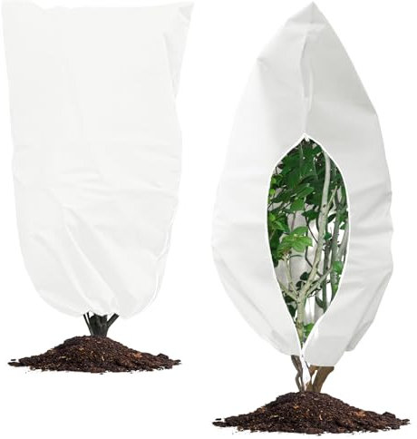 XHGWJSX Lot de 6 housses de protection contre le gel, 80 g, 120 x 80 cm, réutilisables avec fermeture éclair et cordon de serrage, pour extérieur, jardin, arbustes, rosiers, arbustes
