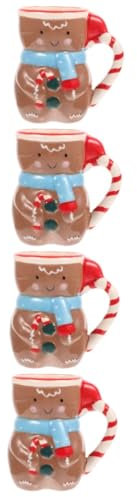 Alipis 4 Stück Weihnachtsbecher Aus Keramik Lebkuchenbecher Urlaub Tassen Weihnachtsteetasse Weihnachtskaffeebecher Santa Tasse Schneemann-becher Weihnachtsdekore Lustige Tasse Coffee