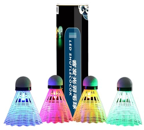 Missmisq Leuchtende Federbälle,LED-Badminton-Federbälle,Nylon-Beleuchtung Badminton-Beleuchtung Federball | 4X LED-Federball für Badminton, bunter Federball, dunkle Nacht, zum Üben im Innenbereich