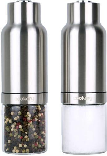 Cookery Set de moulins à sel et à poivre électriques (acier inoxydable, argent)