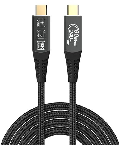 CAKOBLE Thunderbolt 5 Cable 2m, 80Gbps Data, 16K/8K@60Hz Video, 240W USB C Charging, Compatible with Apple Thunderbolt, USB4, MacBooks, Hub, Dock, eGPU, Laptops, Display, Monitor