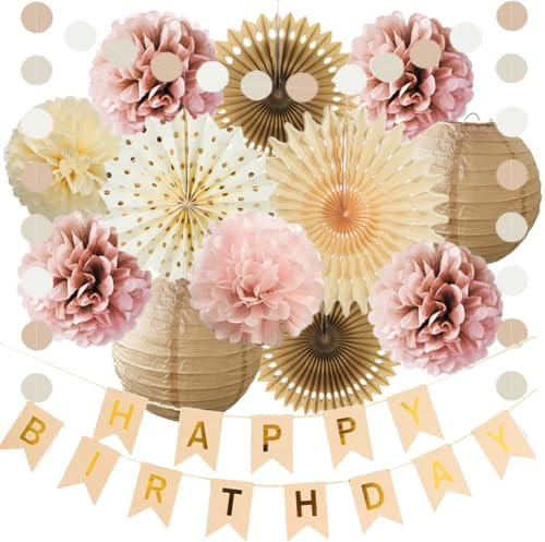 Geburtstagsdeko Beige Rosa Mädchen Deko Geburtstag Rosa Beige Boho Geburtstagsdeko Champagner Braun Pom Poms Dusty Rose Party Geburtstag Deko Altrosa Creme für Frauen