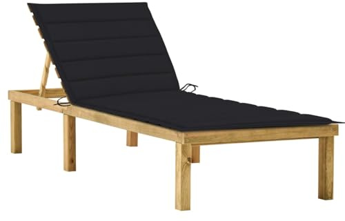 Snsowed Sonnenliege mit Schwarzer Auflage Imprägniertes Kiefernholz, Gartenliege, Liegestuhl, Sonnenstuhl, Sonneninsel Outdoor, Liegen, Gartenmöbel, Bäderliege, Relaxliege - 3065856