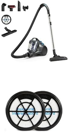 Amazon Basics Aspirateur Traîneau sans Sac 1,3L Compact Léger avec Suceur 3-en-1, Filtre HEPA + 2 Filtres Supplémentaires, 850W, pour Moquettes et Sols Durs, Gris