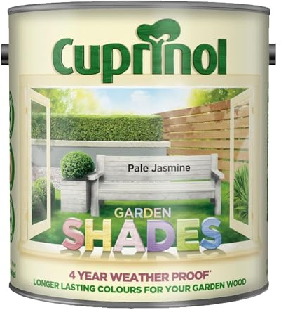 DUAYRA Garden Shades Paint | Quick Drying Water Based | For Garden Fence, Shades, Benches, Terracotta, Brick, Stone | Exterior Wood Furniture | Long Lasting (Pale Jasmine, 1 Liter)