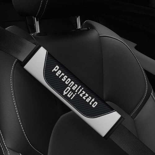 Copri Cintura di Sicurezza Auto Personalizzabile – Imbottitura Morbida e Traspirante per Cintura di Sicurezza – Copricintura Universale per Bambini e Adulti in Fibra di Carbonio