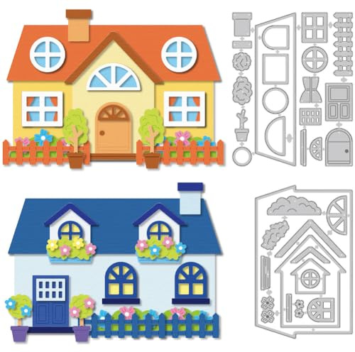 DELORIGIN Haus Stanzformen Zimmer Kartenherstellung Stanzschablone Kohlenstoffstahl Stanzformen Form Kartenprägevorlage Prägeschablone Für DIY Scrapbooking Geburtstag Weihnachten
