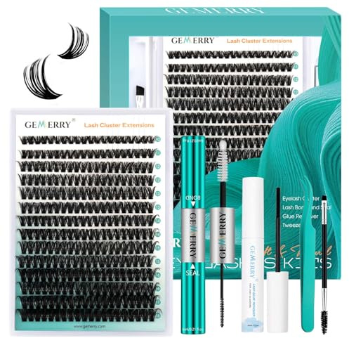 GEMERRY Kit De Pestañas en Racimo 60D D Curl 10-18 mm Kit de pestañas | unión y sello de pestañas y removedor de pegamento de pestañas y pinzas para pestañas(60D-0.07D-Set)