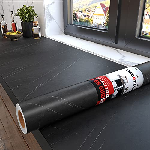 Decotalk Vinilo Adhesivo Muebles Cocina Negro Mármol 60X1000cm Papel Adhesivo Para Muebles Papel Pintado Autoadhesivo Vinilo Encimera Cocina Vinilos Para Escritorio Armario Estantería Impermeable