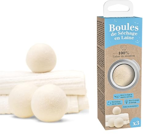 Venteo 100% Sheep's Wool Drying Balls x 3 Units | Suitable for Tumble Dryer | Reduction of Drying Time | Drying More Natural | Reduced Energy Use | Textile Protection