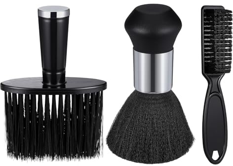 Ciieeo Lot de 3 Brosses à Plumeau Noires en Plastique pour Coiffure, Outil Confortable de Nettoyage des Cheveux Salon ou Barbershop