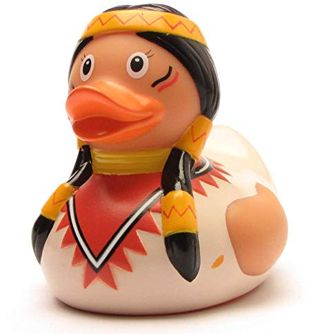 Duckshop I Badeente Native American I Quietscheente I L: 8,5 cm I Quietscheentchen I Geschenk für Geschichts-Fans I Präsent Sammler