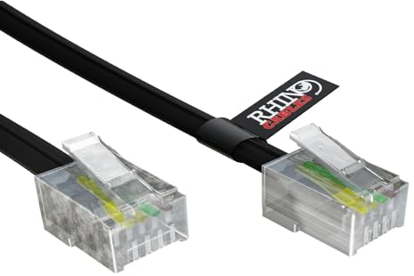 rhinocables ADSL RJ11 Lead High-Speed Internet Cable for BT, Internet, Broadband, Modem, Router and Landline Telephone Black Wire (1, 5m)