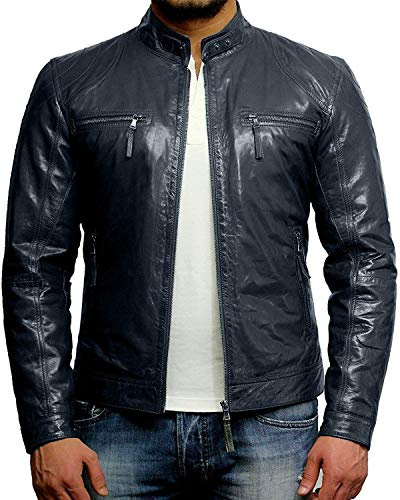 Brandslock Herren-Bikerjacke aus echtem Lammleder