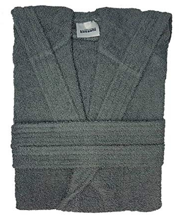 Bassetti Time Accappatoio Spugna con Cappuccio Uomo Donna da 360 gr/mq, Grigio, XXL