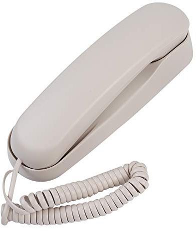 ASHATA Wandtelefon Schnurtelefon, Schnurgebundenes Telefon Desktop Wand Kompakttelefon,rutschfest Schnurgebundenes Designtelefon Analog Telefon für Hotel Hause Büro Weiß