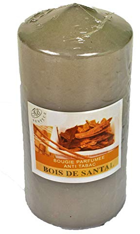 Candela votiva decorativa profumata, anti-fumo, candeline per la decorazione degli interni della tua casa e per creare un'atmosfera Grigio, Parfun Sandal Wood 7,5 x 15 cm Durata 60 ore