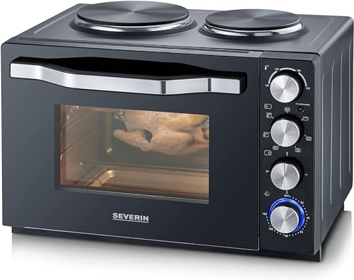 Severin TO 2065 - Horno con placas de cocción, 2500 W, acero inoxidable, 30 L, color negro