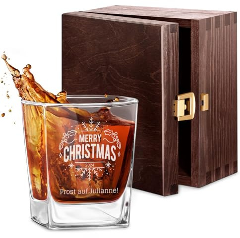 Maverton Whisky Glas 250 ml - Whiskyglas mit Gravur - personalisierte Geschenke zu Weihnachten - graviertes Whiskeyglas - für Cognac - Bourbon - Whisky Geschenk