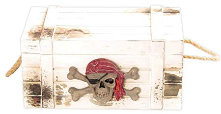 SESCO Piratenkiste in 3 Größen (23,5x14x11) - Schatzkiste mit 3D Design und Vintage Bemalung