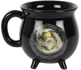 Black Ostara Cauldron Mug by Anne Stokes - 10cm x 10cm (1 Pc.) - Colour Changing Magic Mug - Perfect Home Decor & Gift
