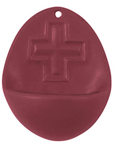 FRITZ COX Weihkessel aus Keramik | mit Kreuz-Symbol | rot | Handarbeit | für gesegnetes Weihwasser | Weihbecken für zuahsue | 10cm