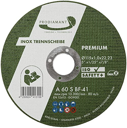 PRODIAMANT Trennscheibe 115mm x 1,0mm 10 Stück Inox Flexscheibe für Metall Stahl und Edelstahl