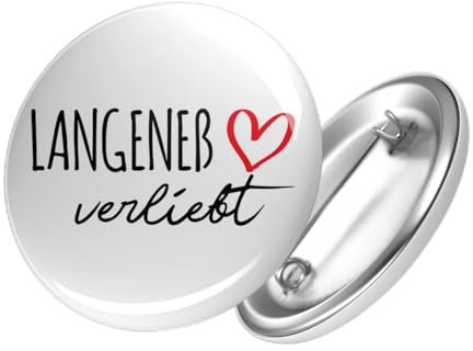 Huuraa Button Langeneß verliebt Ansteckbutton 25mm mit Namen deiner lieblings Insel Geschenk Idee für Freunde und Familie