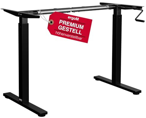 Exeta ergoM Schreibtischgestell höhenverstellbar mit Kurbel in schwarz I Tischgestell höhenverstellbar von 73-121cm I Höhenverstellbarer Schreibtisch manuell perfekt fürs Büro & Homeoffice (Schwarz)