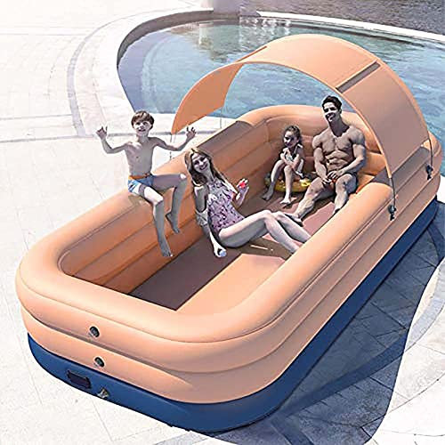 Piscina Infantil Hinchable Juegos Piscinas Jardín Agua Verano Jardín Infantil con Juguetes y Tobogán Piscina Piscinas Hinchables para Niños Mayores 3 Años,Pink-2.1M