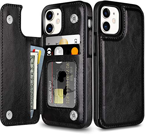 Coolden Handyhülle für iPhone 12 Mini Hülle mit Kartenfach Klapphülle Leder