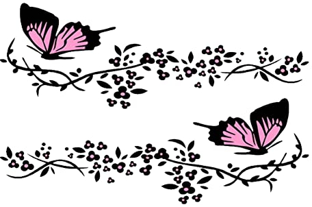 ihreesy Blumenranke Schmetterling Auto Aufkleber,2 Stück Vintage Auto Dekoration Aufkleber Simulation Wasserdichte Autoaufkleber Sticker Selbstklebend Dekoration Folierung Karosserie Decal,Rosa