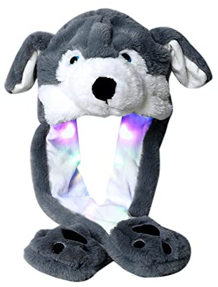 JAWSEU Beweglichen Ohren Hut, Tier Ohr Hut Lustiger Plüschhut, Tiermütze Hat Kaninchen Hut Niedlich Plüsch Tier Ohr Husky Hut für Geburtstagsgeschenk Cosplay